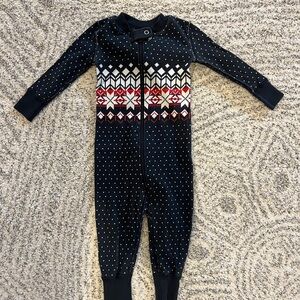 Hanna Andersson Navy and Red Geometric Kids Footie